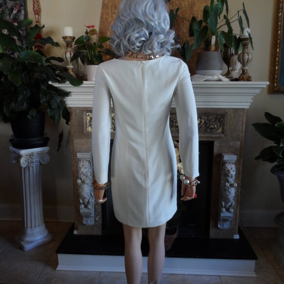 Moschino CheapandChic Ivory/Light Blue City Skyline Print A Line Dress Size 6 - Picture 12 of 16